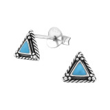 Triangle - 925 Sterling Silver Semi-Precious Stud Earrings SD23209