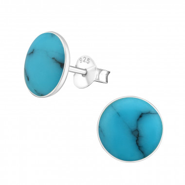 Round - 925 Sterling Silver Semi-Precious Stud Earrings SD23409