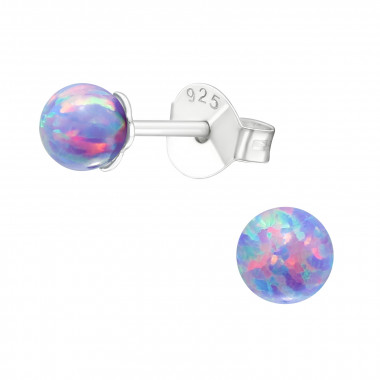 Ball - 925 Sterling Silver Semi-Precious Stud Earrings SD23611