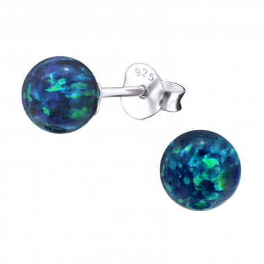 Ball - 925 Sterling Silver Semi-Precious Stud Earrings SD23613