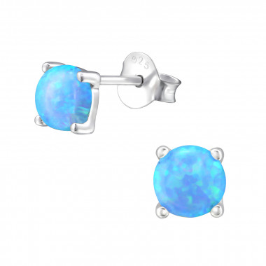 Round - 925 Sterling Silver Semi-Precious Stud Earrings SD23621