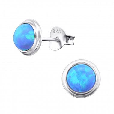 Round - 925 Sterling Silver Semi-Precious Stud Earrings SD23625