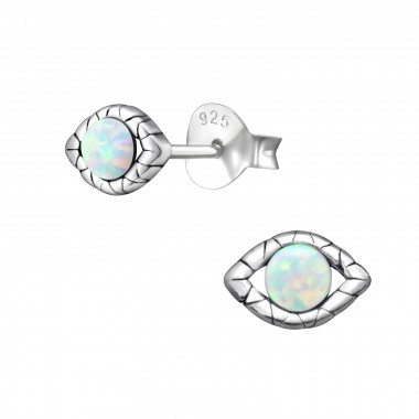 Evil Eye Synthetic - 925 Sterling Silver Semi-Precious Stud Earrings SD23675