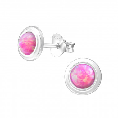 Round - 925 Sterling Silver Semi-Precious Stud Earrings SD24092