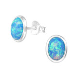 Oval - 925 Sterling Silver Semi-Precious Stud Earrings SD26721