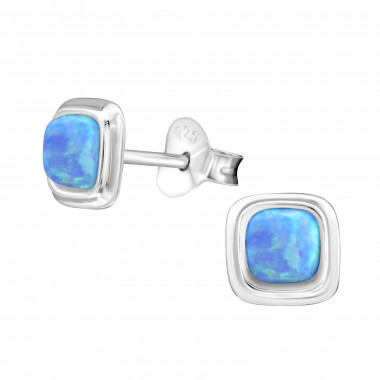 Square - 925 Sterling Silver Semi-Precious Stud Earrings SD26899