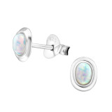 Oval - 925 Sterling Silver Semi-Precious Stud Earrings SD26901