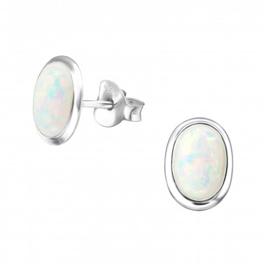 Oval - 925 Sterling Silver Semi-Precious Stud Earrings SD26902