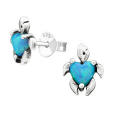 Turtle - 925 Sterling Silver Semi-Precious Stud Earrings SD27109