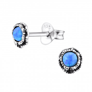 Shell - 925 Sterling Silver Semi-Precious Stud Earrings SD27128