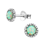 Round - 925 Sterling Silver Semi-Precious Stud Earrings SD27135