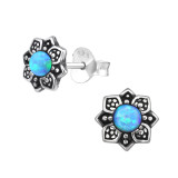 Flower - 925 Sterling Silver Semi-Precious Stud Earrings SD27140
