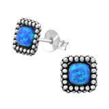 Square - 925 Sterling Silver Semi-Precious Stud Earrings SD28293