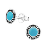 Round - 925 Sterling Silver Semi-Precious Stud Earrings SD29020