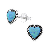 Heart - 925 Sterling Silver Semi-Precious Stud Earrings SD29347