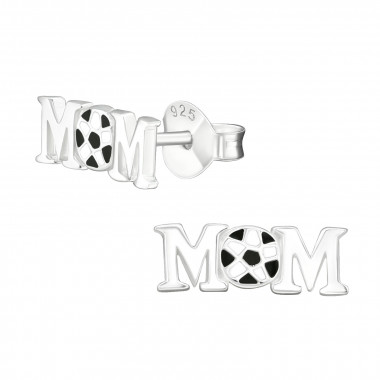 Football Mom - 925 Sterling Silver Semi-Precious Stud Earrings SD29356