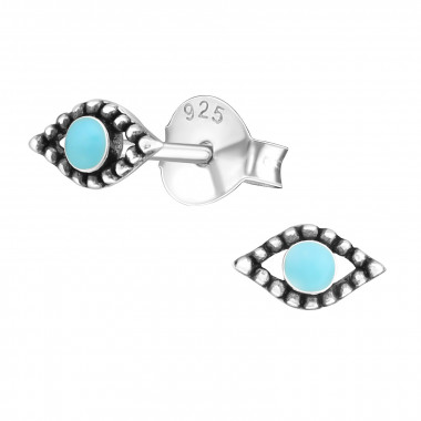 Evil Eyes - 925 Sterling Silver Semi-Precious Stud Earrings SD29607