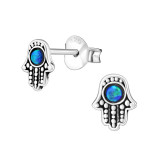 Hamsa - 925 Sterling Silver Semi-Precious Stud Earrings SD29623