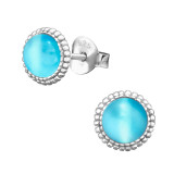 Round - 925 Sterling Silver Semi-Precious Stud Earrings SD30283