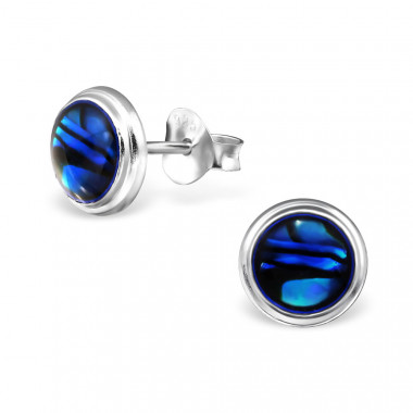 Round - 925 Sterling Silver Semi-Precious Stud Earrings SD30896