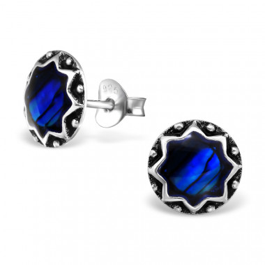 Round - 925 Sterling Silver Semi-Precious Stud Earrings SD30903