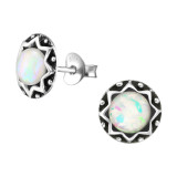 Round - 925 Sterling Silver Semi-Precious Stud Earrings SD31224