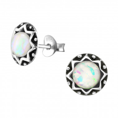 Round - 925 Sterling Silver Semi-Precious Stud Earrings SD31224