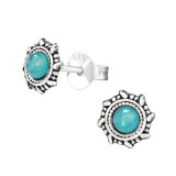 Oxidized - 925 Sterling Silver Semi-Precious Stud Earrings SD31230