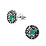 Oxidized - 925 Sterling Silver Semi-Precious Stud Earrings SD33620