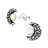 Moon - 925 Sterling Silver Semi-Precious Stud Earrings SD33739