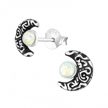 Moon - 925 Sterling Silver Semi-Precious Stud Earrings SD33739