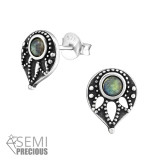 Antique - 925 Sterling Silver Semi-Precious Stud Earrings SD33855