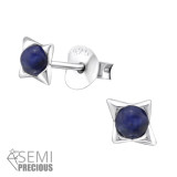 Star - 925 Sterling Silver Semi-Precious Stud Earrings SD33957