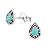 Teardrop - 925 Sterling Silver Semi-Precious Stud Earrings SD34645