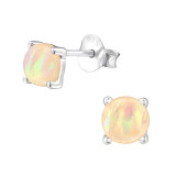 Round - 925 Sterling Silver Semi-Precious Stud Earrings SD34898
