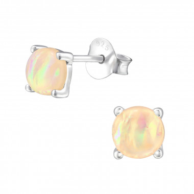 Round - 925 Sterling Silver Semi-Precious Stud Earrings SD34898