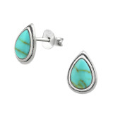 Pear - 925 Sterling Silver Semi-Precious Stud Earrings SD35230