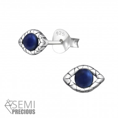 Evil Eyes - 925 Sterling Silver Semi-Precious Stud Earrings SD36645