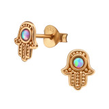 Hamsa - 925 Sterling Silver Semi-Precious Stud Earrings SD38509