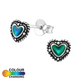 Heart - 925 Sterling Silver Semi-Precious Stud Earrings SD38785