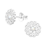 Filigree - 925 Sterling Silver Semi-Precious Stud Earrings SD38888