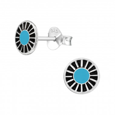 Wheel - 925 Sterling Silver Semi-Precious Stud Earrings SD39396