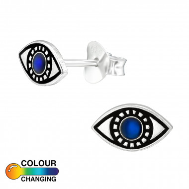 Evil Eye - 925 Sterling Silver Semi-Precious Stud Earrings SD39974