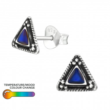 Triangle - 925 Sterling Silver Semi-Precious Stud Earrings SD40970