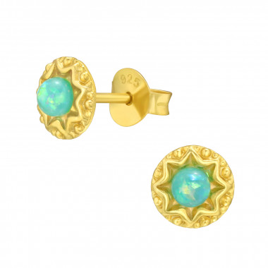 Star - 925 Sterling Silver Semi-Precious Stud Earrings SD42106