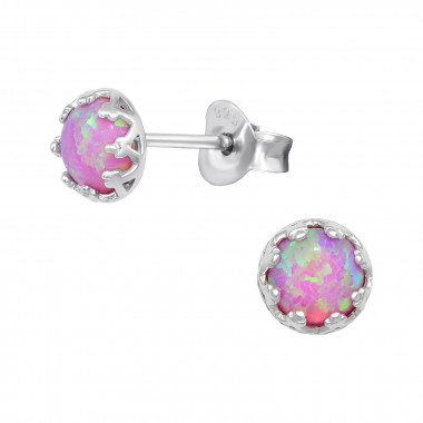 Round - 925 Sterling Silver Semi-Precious Stud Earrings SD43072