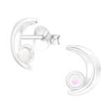 Moon - 925 Sterling Silver Semi-Precious Stud Earrings SD43124