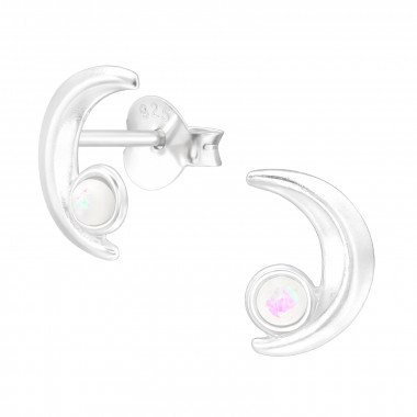 Moon - 925 Sterling Silver Semi-Precious Stud Earrings SD43124