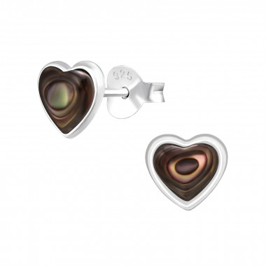 Heart - 925 Sterling Silver Semi-Precious Stud Earrings SD43451