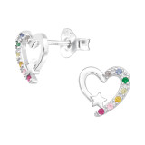 Heart - 925 Sterling Silver Semi-Precious Stud Earrings SD43735